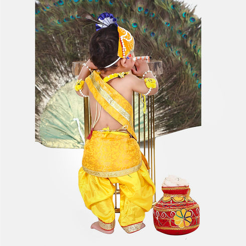 Raj Fancy Dresses Baby Krishna Dress Pagri| Flower Dress for Janmashtami