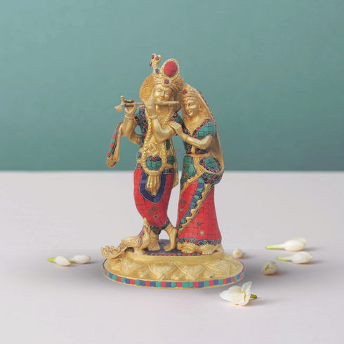 Brass Radhe Krishna Statue God Idol 10.44Kg