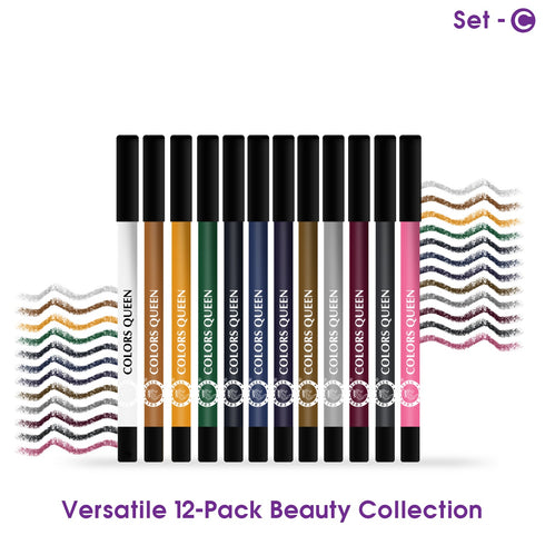 Colors Queen Vivid Matte Lip & Eye Pencil – 12 Smooth Shades Set