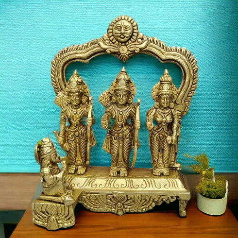 Tamas Brass Handcrafted Ram Darbar Shree Ram Ji Sita Laxman Hanuman Statue / Idol with Antique Finish | Free Luxury Gift box