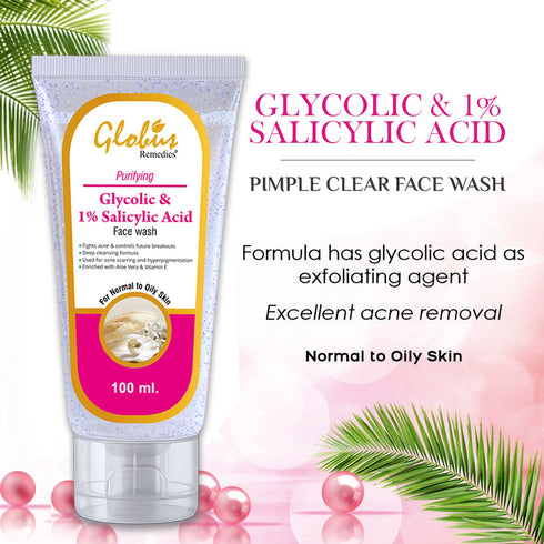 Globus Naturals Glycolic & Salicylic acid Pimple clear Face wash