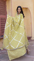 Pomcha Jaipur Yellow Booti Gotta Jaal Cotton Anarkali Set