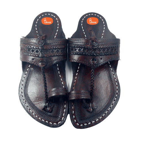 Vhaanfootwear Single wadi Dark Brown Pure Leather Kapashi Kolhapuri Chappal For Men Vhaan