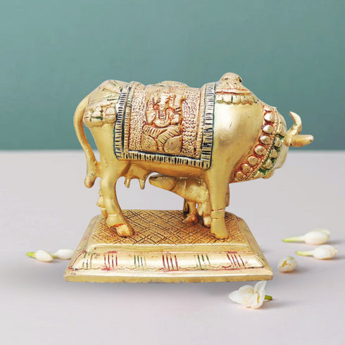 Brass Cow With Calf Statue 1.025Kg