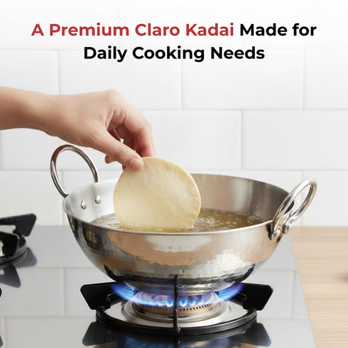 Vinod Claro Heavy Gauge Stainless Steel Hammered Kadai 2.5 mm 600 ml