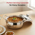 Vinod Stainless Steel Milano Plain Serving Casserole with Steel Lid and Side Handles 1230 ml Highest grade Stainless Steel Tough and Strong