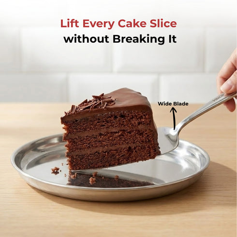 Vinod Stainless Steel Cake Desserts Server Set of 2 Highest Grade Stainless Steel Mirror Finish Rust Free Dishwasher Safe