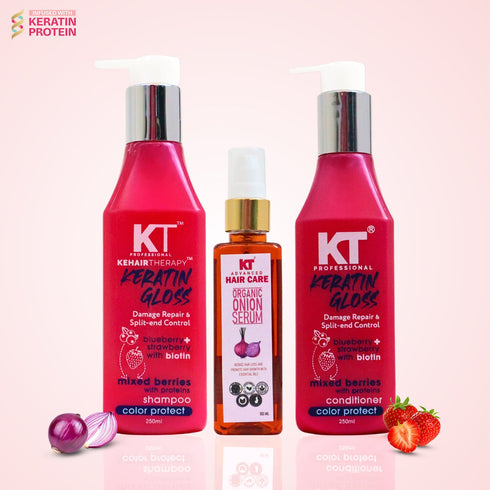 Kt Professional Keratin Repair Shampoo & Conditioner 250ml Organic Onion Hair Serum