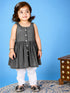Vastramay SISHU Girl's Black Striped Handloom Kurta With Cream Pyjama Set