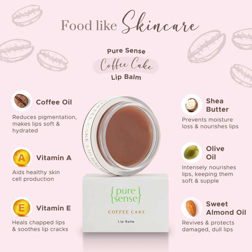 PureSense Strawberry Slush Lip Balm 5ml + Coffee Cake Lip Balm 5ml | From the makers of Parachute Advansed