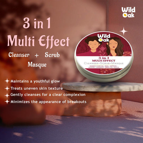 Wild Oak 3 In 1 Multi-Effect Cleanser Scrub And Masque