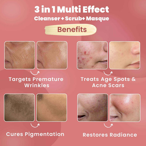 Wild Oak 3 In 1 Multi-Effect Cleanser Scrub And Masque