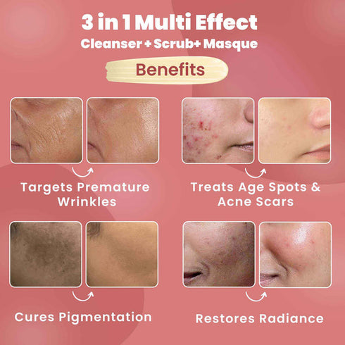 Wild Oak 3 In 1 Multi-Effect Cleanser Scrub And Masque