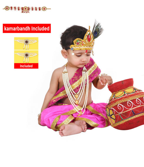 Raj Fancy Dresses Baby Krishna PINK Dress for Janmashtami