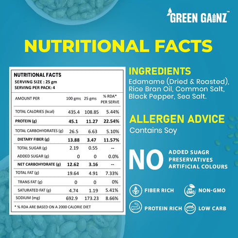 Green Gainz Edamame Salt n Pepper Flavour (Pack of 6)