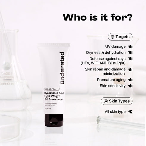 Underated Hyaluronic Acid Lightweight Gel Sunscreen SPF 50 PA++++