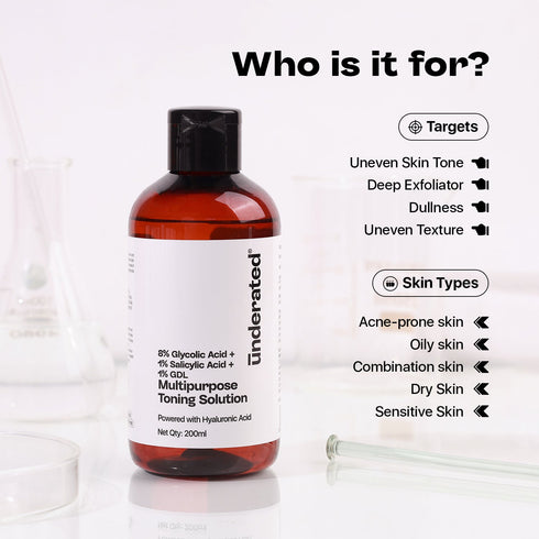 Underated 8% Glycolic Acid + 1% Salicylic Acid + 1% GDL Multipurpose Toning Solution