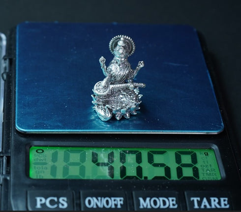 Pure Silver Antique Saraswathi Devi 40.58g By Mahita Collections