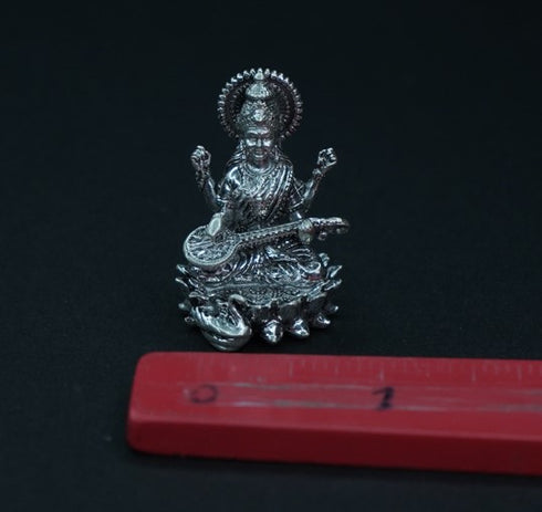 Pure Silver Antique Saraswathi Devi 40.58g By Mahita Collections