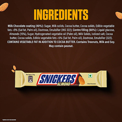 Snickers Almond Filled Chocolate Bar 22g