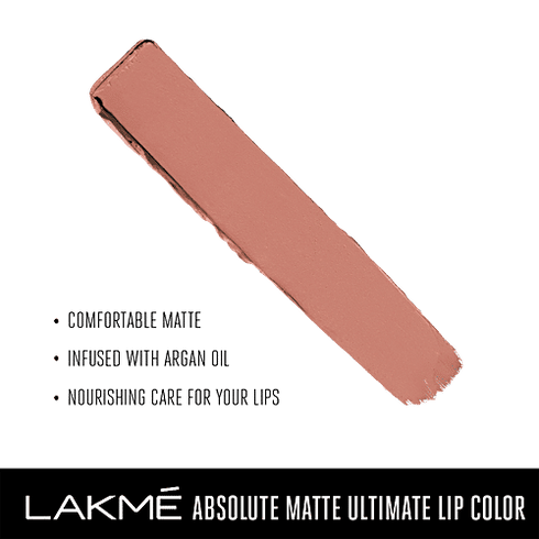 Lakme Absolute Matte Ultimate Lip Color with Argan Oil | Brunch Nude