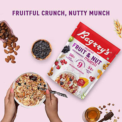 Bagrry's Crunchy Muesli Fruit N Nut with Cranberries 750 GM Pouch