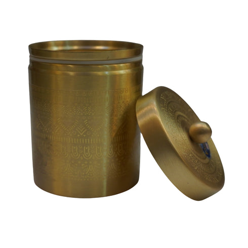 Brass Jar with Lid for Tea Sugar and Spice 419g Each (Pack of 2)