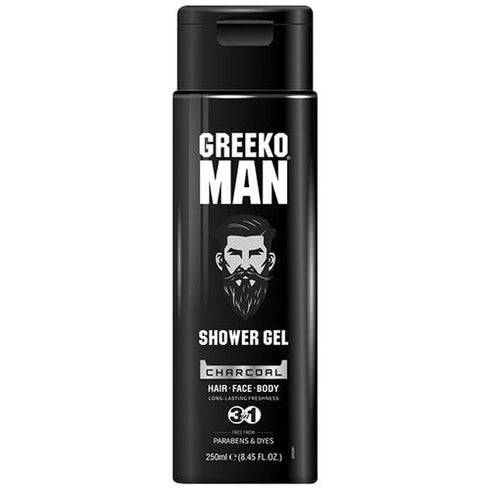 Greeko Man 3in1 Charcoal Shower Gel With Long Lasting Freshness | For Hair Face & Body