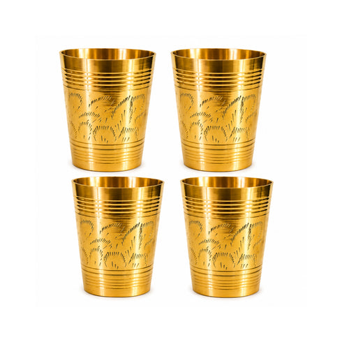 Pure Brass Lassi Drinking Glass | Pack of 4