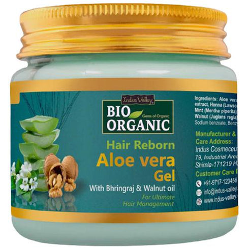 Indus Valley Bio Organic Hair Reborn Aloe Vera Gel With Bhringraj & Walnut Oil