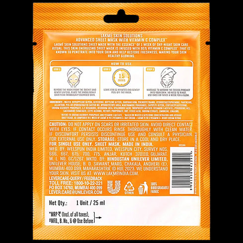 Lakme Skin Solutions Sheet Mask With Vitamin C
