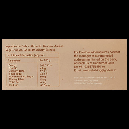 Go Desi Dry Fruit Barfi |Pack of 6