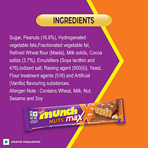 Nestle Munch Max Nuts Double Choco Coated Wafer Bar 37g