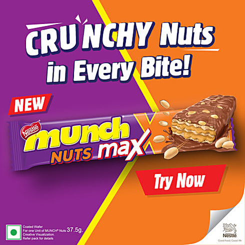 Nestle Munch Max Nuts Double Choco Coated Wafer Bar 37g