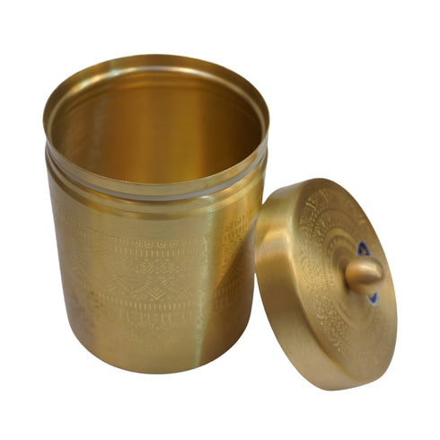 Brass Jar with Lid for Tea Sugar and Spice 419g Each (Pack of 2)