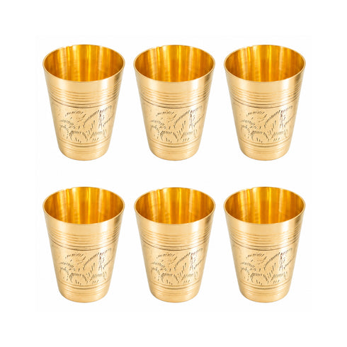 Pure Brass Lassi Drinking Glass | Pack of 6