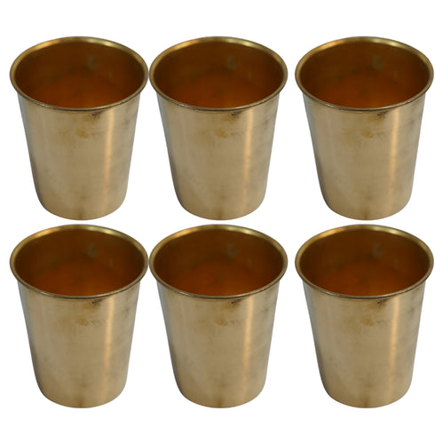Pure Brass Plain Water Drinking Glass | Pack of 6