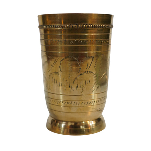 Pure Brass Embossed Design Tumbler Glass | Pack of 1