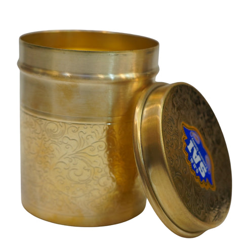 Brass Jar with Lid for Tea Sugar and Spice 181g Each (Pack of 2)
