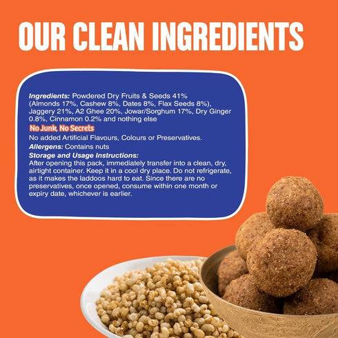 Early Foods Jowar Flax Seeds A2 Ghee Laddoos