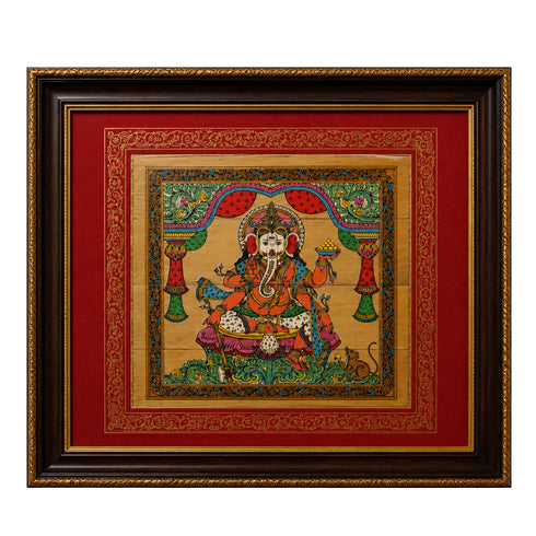 Palm Leaf Handmade Painting of Lord Ganesha