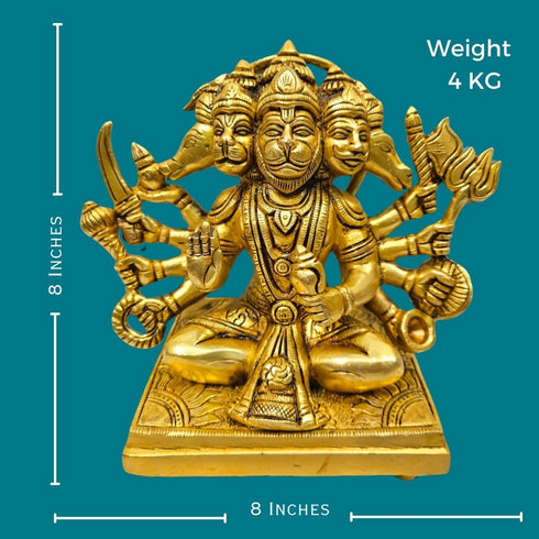 Tamas Brass Panchmukhi Hanuman Sitting Statue/Idol
