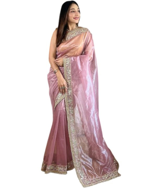 Vasthrlay Lavender Embroidery Unstitched Saree