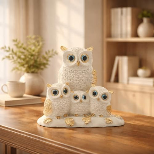 Modern Minimalist Owl Family Figurine Resin Showpiece for Home Decor