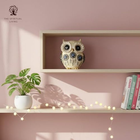 The Spiritual Living Owl Statue for Good Luck II Aesthetic Resin Owl Art Figure Showpiece