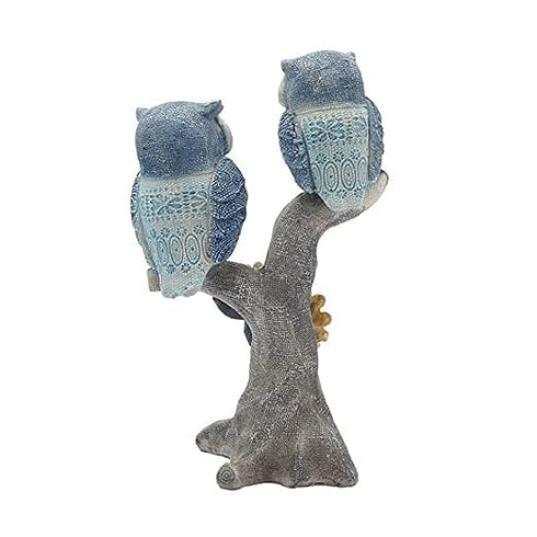 The Decorshed Blue Owl Figurine Set Handcrafted Resin Owl Statue for Home Decor