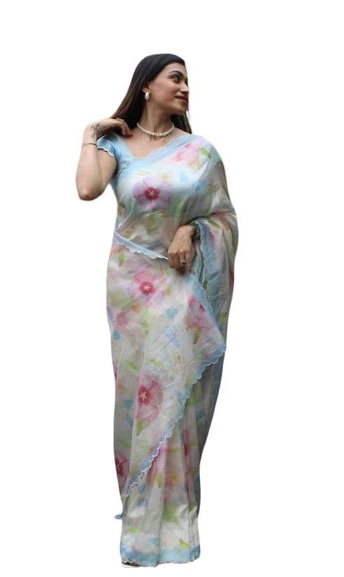 Vasthrlay Printed Organza Transparent Lightweight