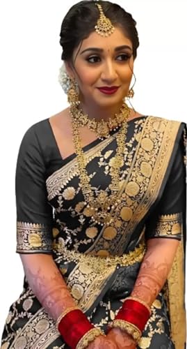 Vasthrlay Kanjivaram Banarasi Kanchipuram Wedding Saree With Blouse Piece
