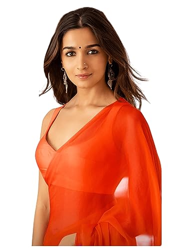 Vasthrlay Red Georgette Unstitched Saree