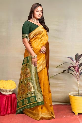 Vasthrlay Kanjivaram Chand Paithani Rama Pink Saree With Blouse Piece
